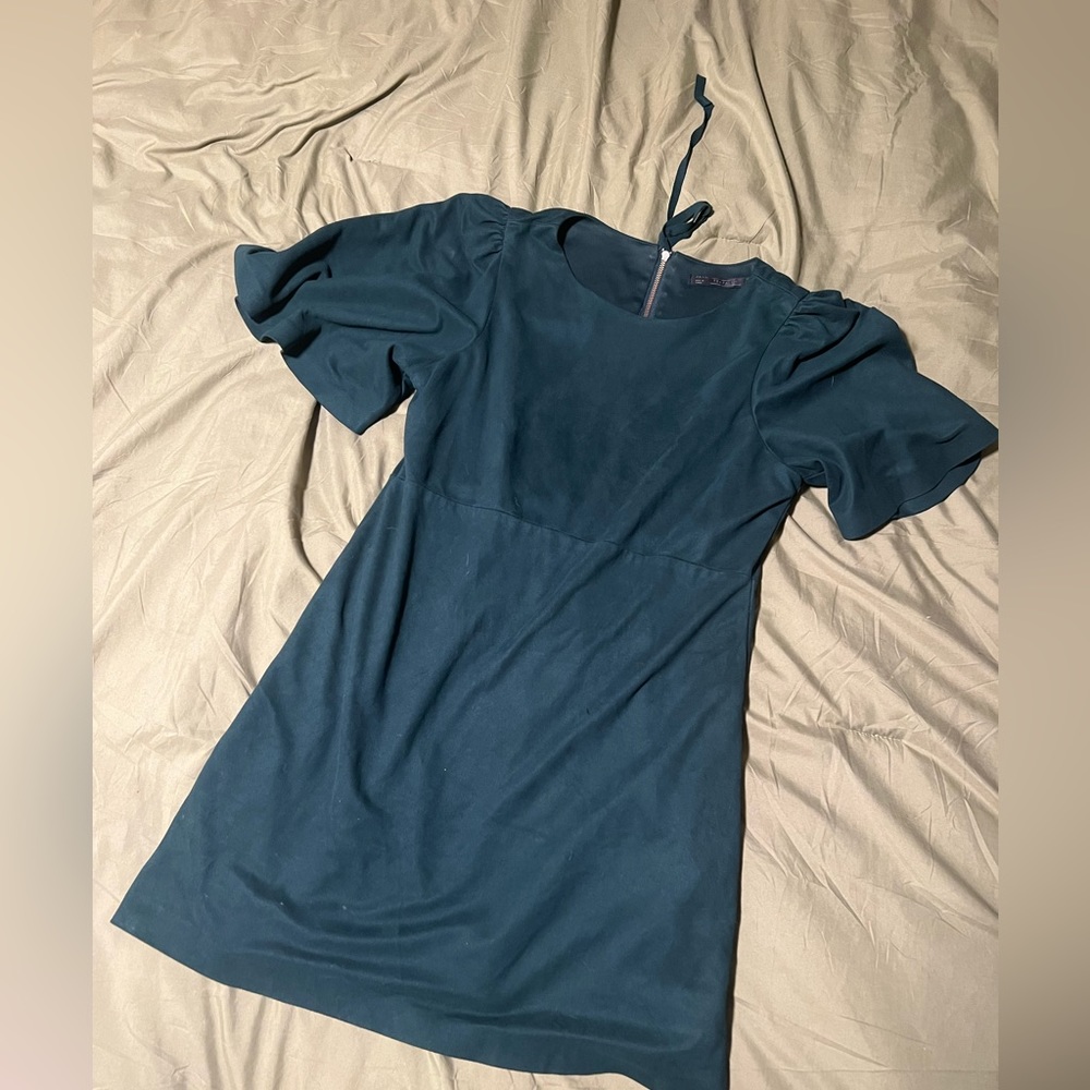 ZARA trafaluc green suede shift dress